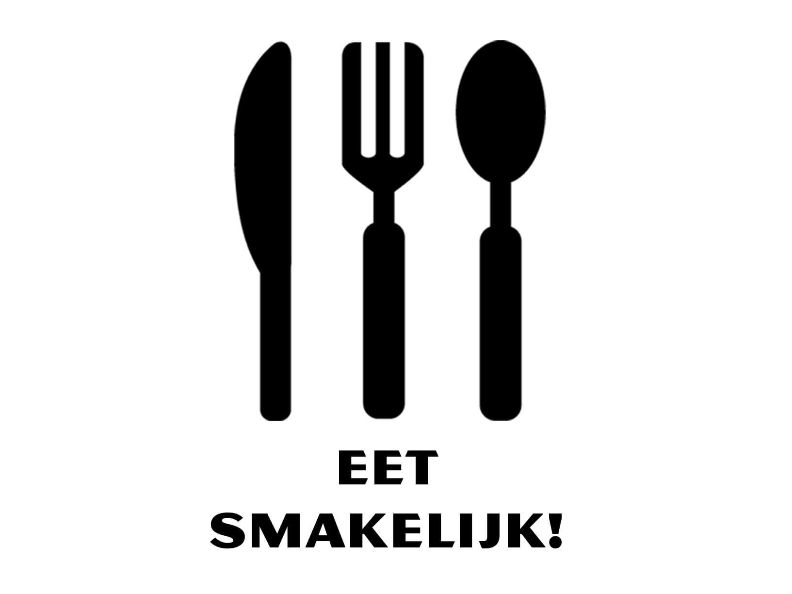Muursticker “Eet smakelijk” met bestek Muurstickers Keuken Eet Smakelijk : Muursticker “Eet smakelijk” met bestek