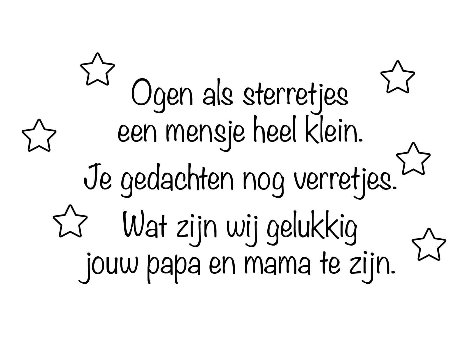 Muursticker "Ogen als sterretjes, een mensje heel klein"