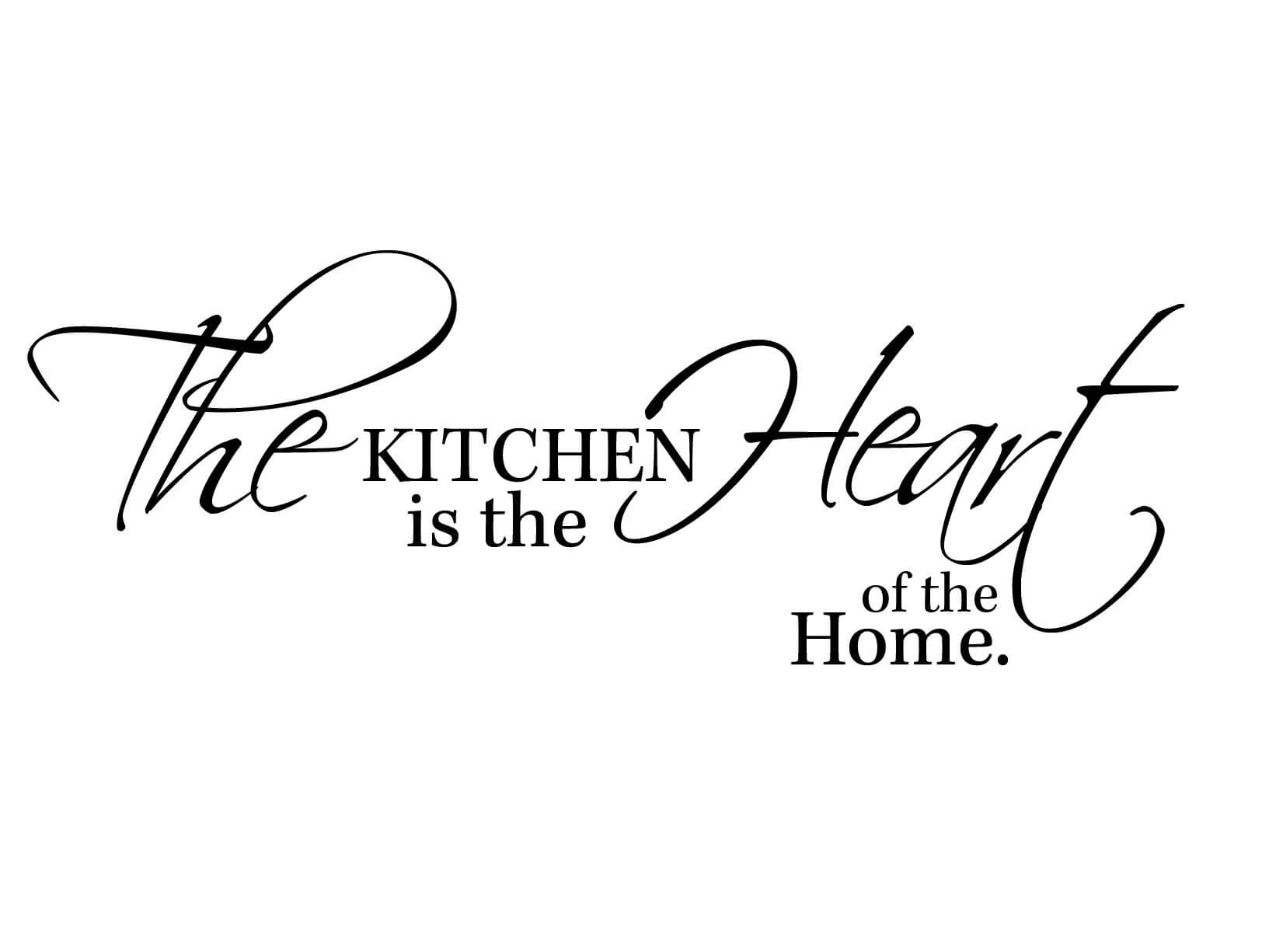Muursticker "The kitchen is the heart of the home" Keuken muurstickers