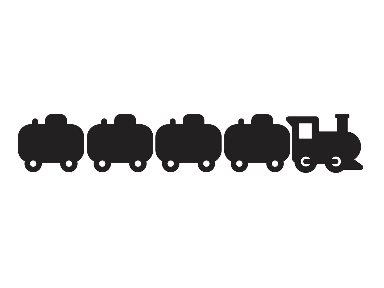 Muursticker trein met wagons en eigen naam