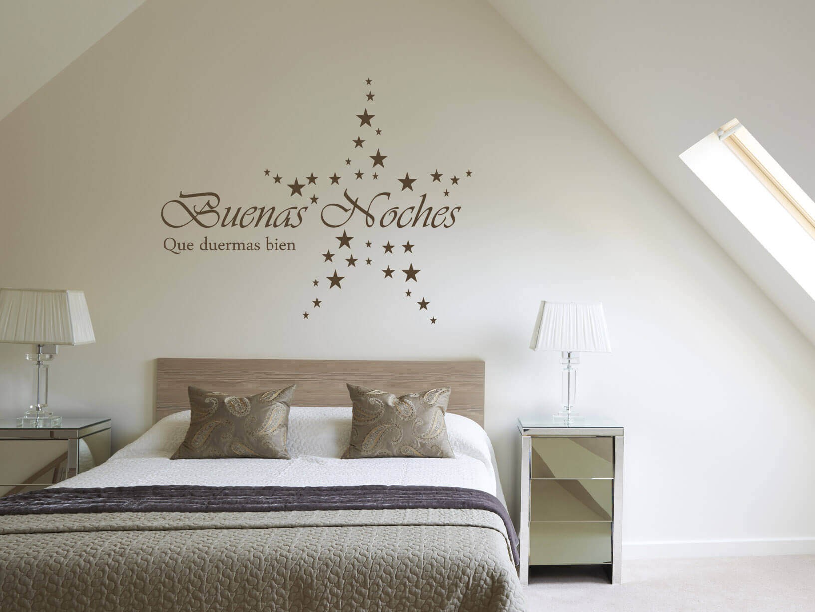 Muursticker "buenas noches, que duermas bien" met sterren
