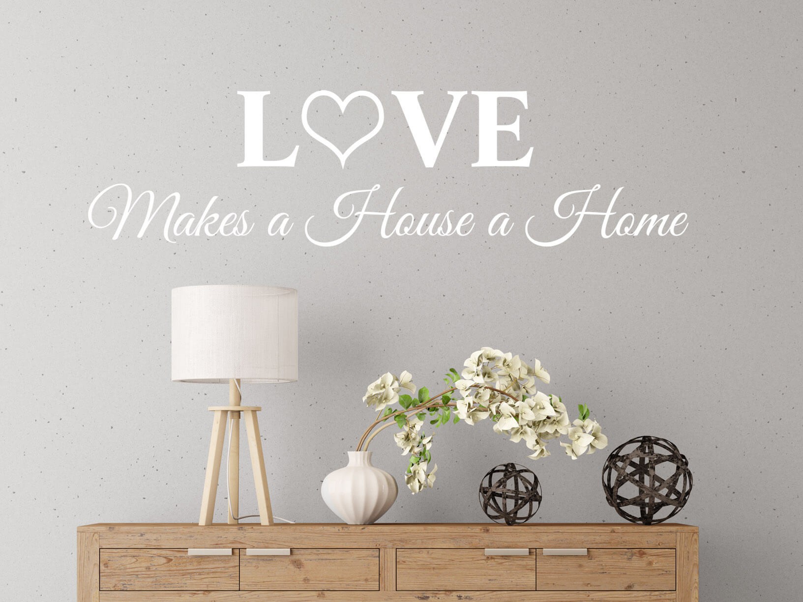 Muursticker "love makes a house a home" sierletters slaapkamer ...
