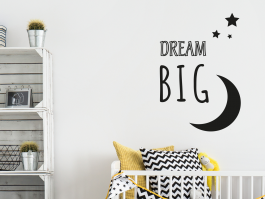 Muursticker Dream big met sterren en maan