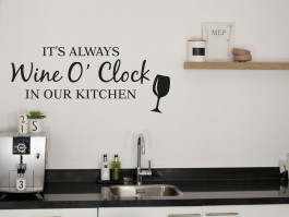 Muursticker It's always Wine o'clock in our kitchen