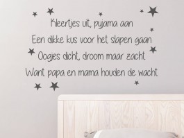 Muursticker Kleertjes uit, pyjama aan