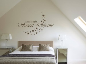 Muursticker "Good Night, Sweet Dreams" met sterren maan