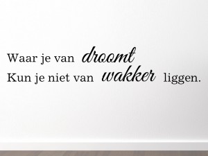 Muursticker "Waar je van droomt kun je niet van wakker liggen."