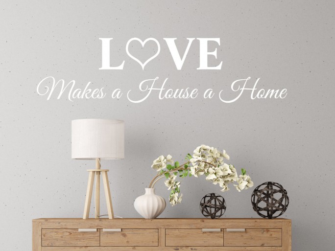Muursticker "Love makes a House a Home" sierletters