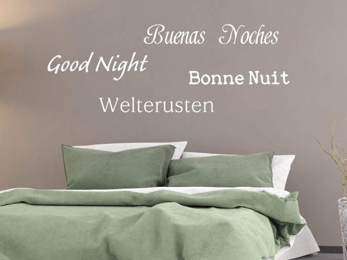 Muursticker "Welterusten, Good Night, Buenas Noches, Bonne Nuit"