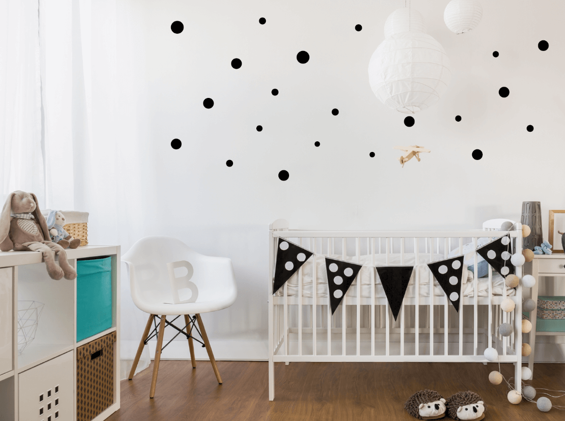 Stippen stickers voor op een babykamer of kinderkamer